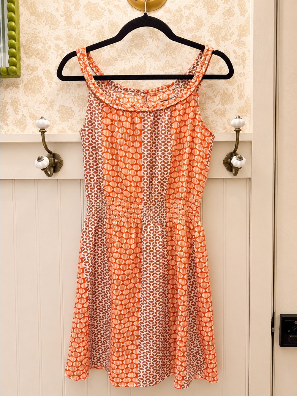 Orange Patterned Sleeveless Summer Dress
